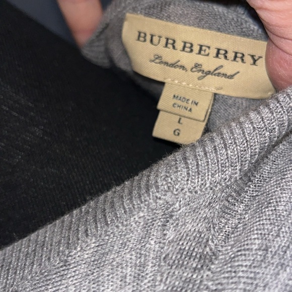 Burberry Gray and Plaid Wool Long Sleeve Top - Picture 3 of 6